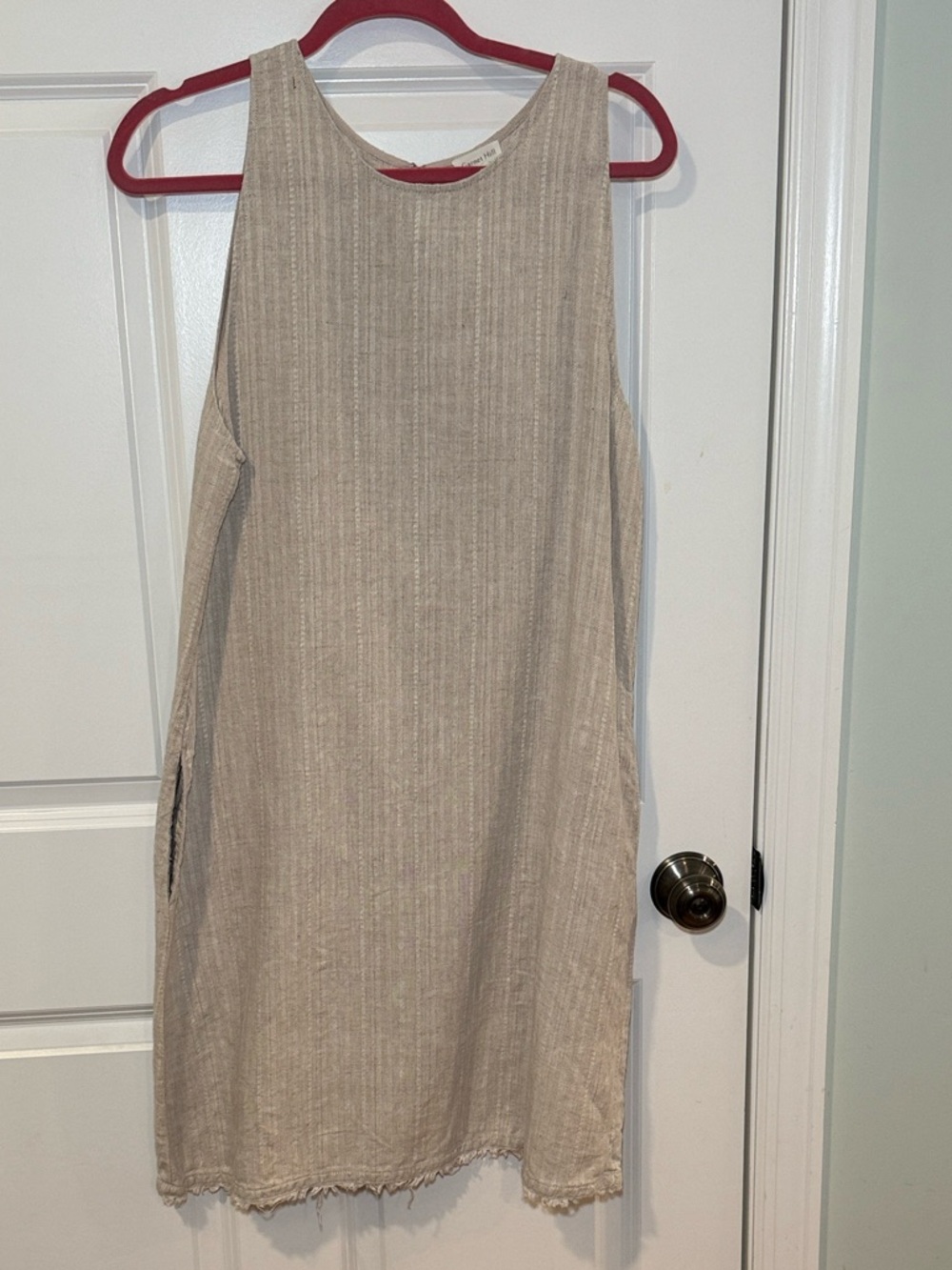 Garnet Hill Sleeveless Linen-Blend Mini Dress in Light Taupe